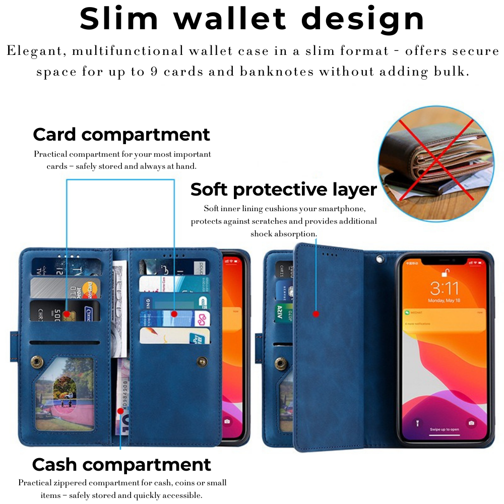 Zipper Wallet iPhone Case Card Holder