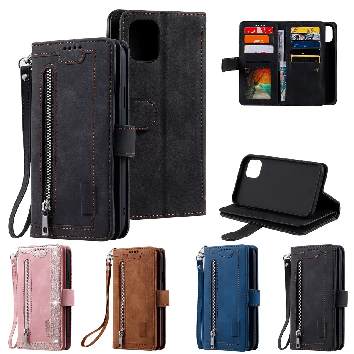 Zipper Wallet iPhone Case Card Holder