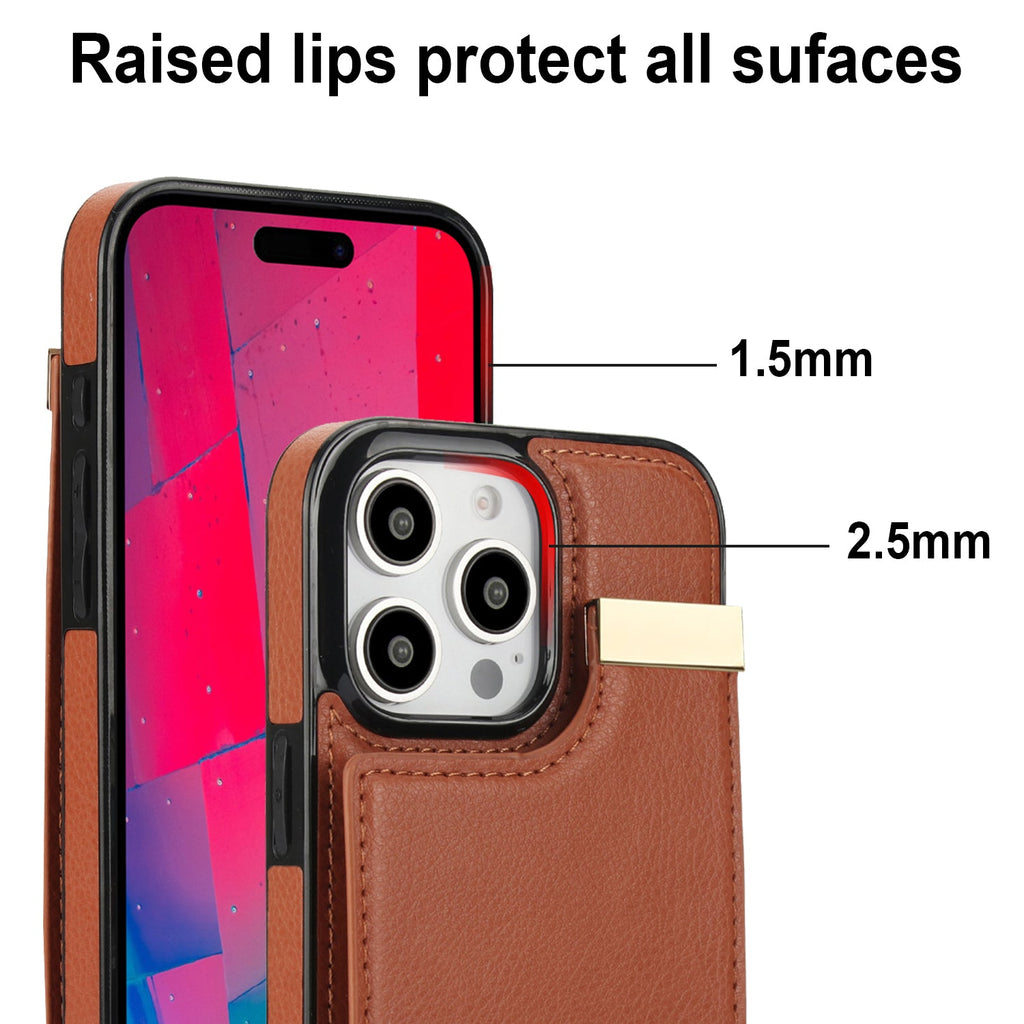 Leather Wallet iPhone Case Card Holder Flap