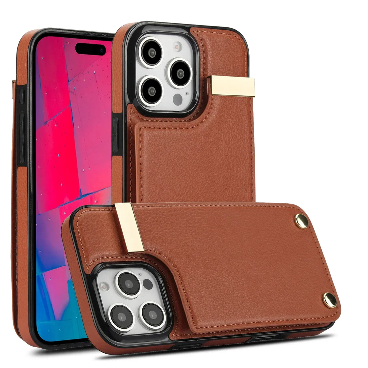 Leather Wallet iPhone Case Card Holder Flap