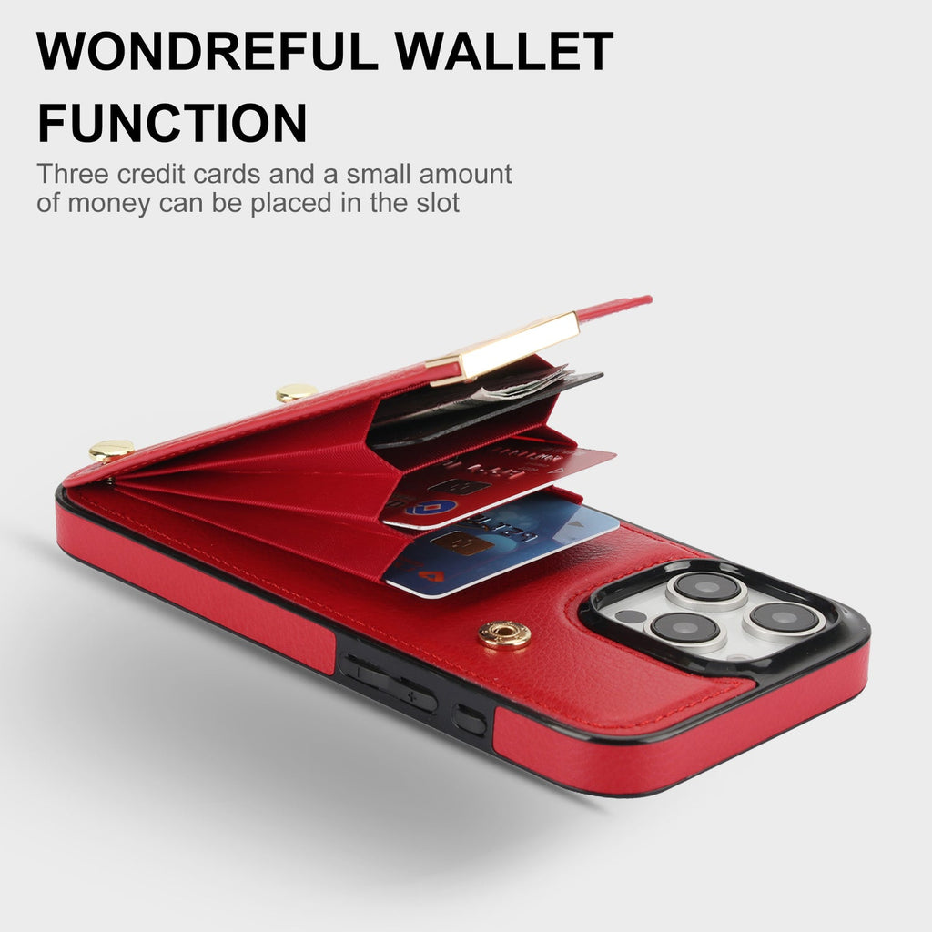 Leather Wallet iPhone Case Card Holder Flap