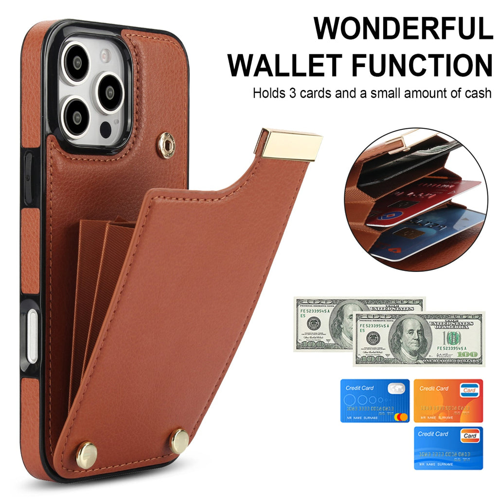 Leather Wallet iPhone Case Card Holder Flap