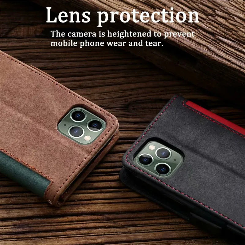 Leather Look Flip Wallet iPhone Case