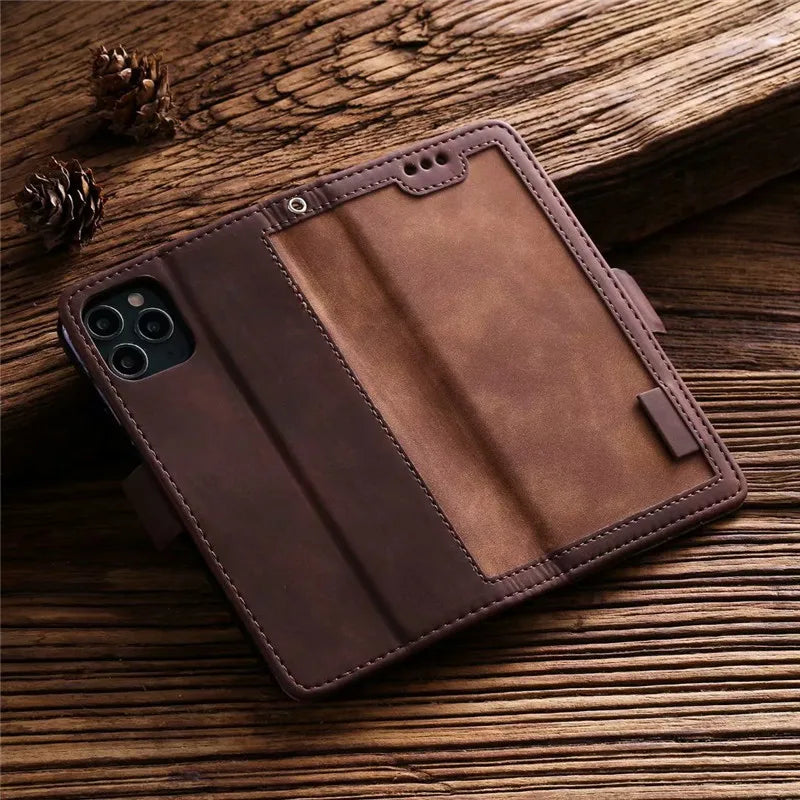 Leather Look Flip Wallet iPhone Case