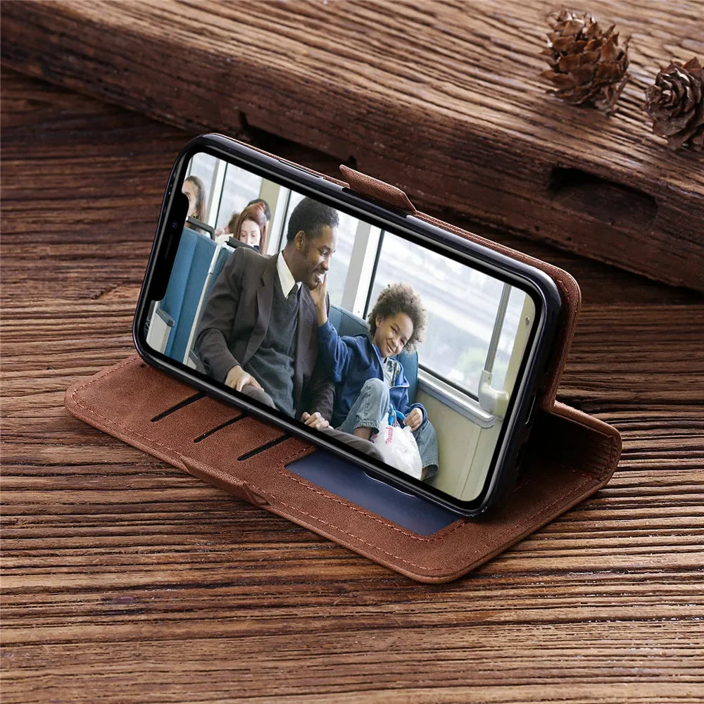 Leather Look Flip Wallet iPhone Case