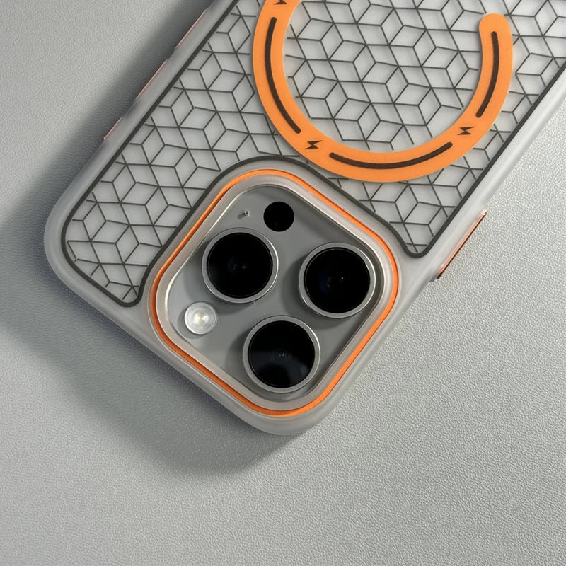 Sporty MagSafe iPhone Case with Honeycomb Cube Texture and Anti Slip Grip