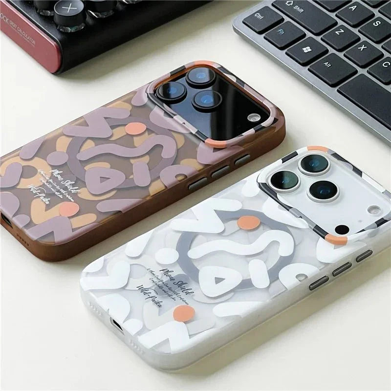 Abstract Pattern MagSafe iPhone Case with Translucent Finish & Camera Lens Protection