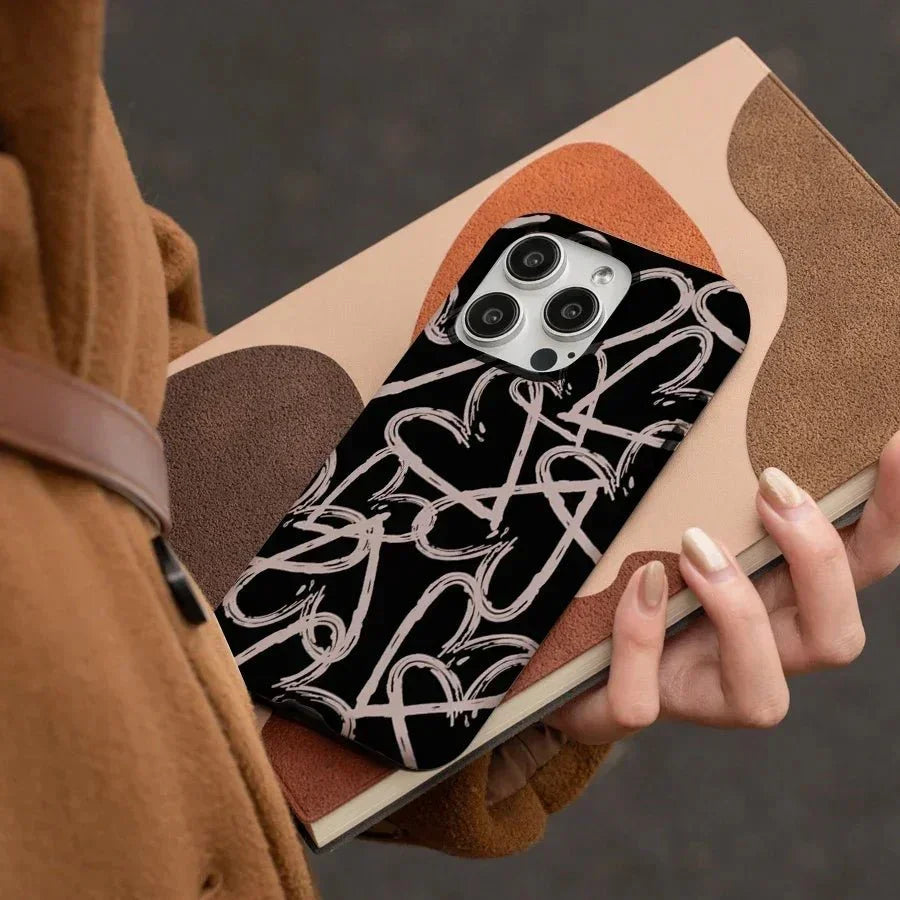 Aesthetic Heart Graffiti iPhone Case Shockproof Matte Protective Cover