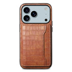 Crocodile Pattern Leather iPhone Case with Card Holder Wallet and Large Camera Cutout