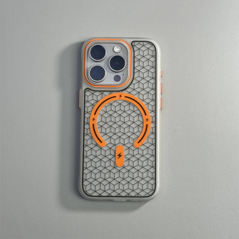 Sporty MagSafe iPhone Case with Honeycomb Cube Texture and Anti Slip Grip
