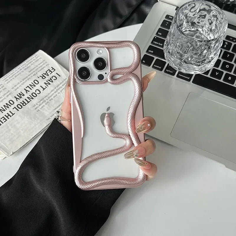 3D Snake Design iPhone Case with Textured Scale Finish & Camera Lens Protection
