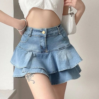 Ripple Denim Skirt