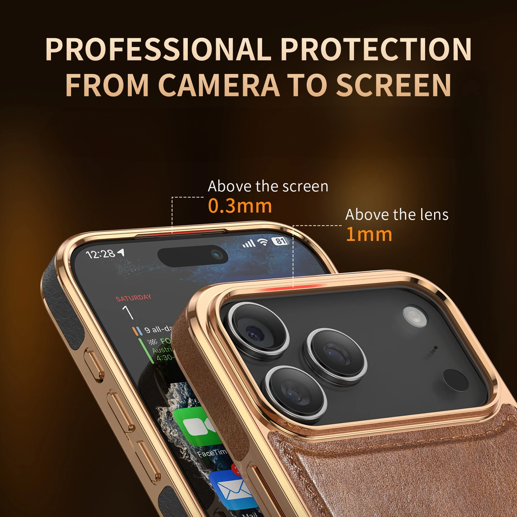 Vintage Leather iPhone Case Gold Edge