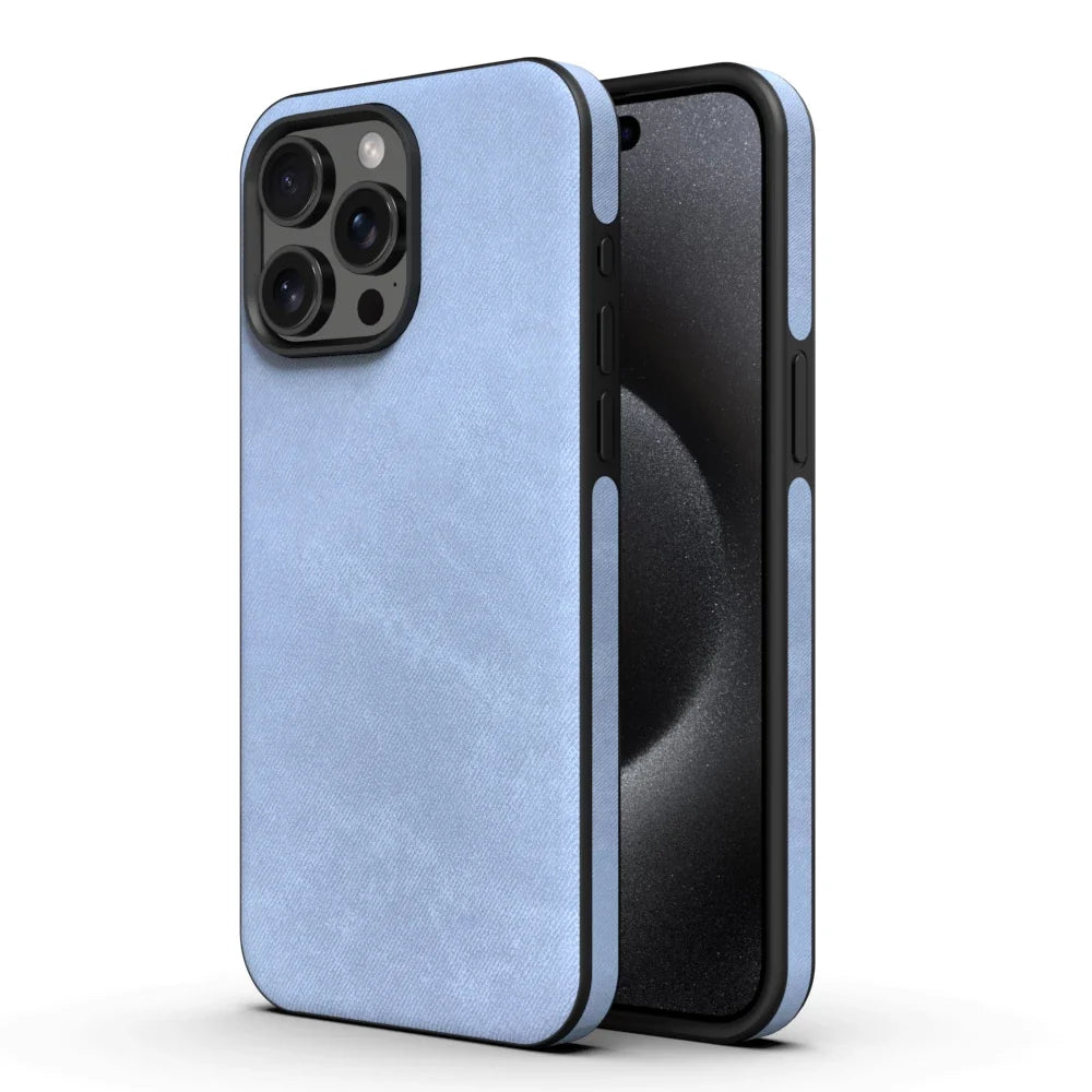 Denim Texture iPhone Case with Soft Bumper Edge and Camera Lens Guard