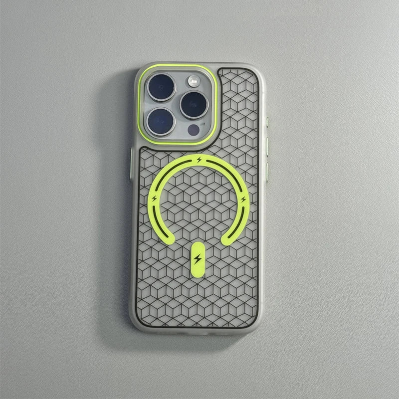 Sporty MagSafe iPhone Case with Honeycomb Cube Texture and Anti Slip Grip