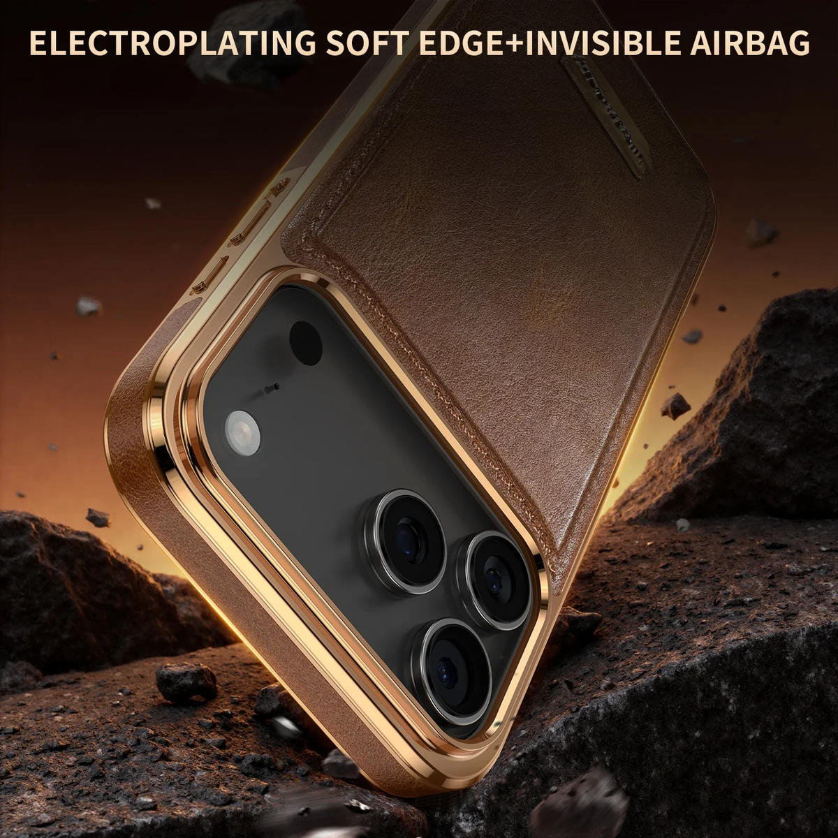 Vintage Leather iPhone Case Gold Edge