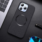 Linen Texture MagSafe iPhone Case with Raised Camera Frame and Lens Guard