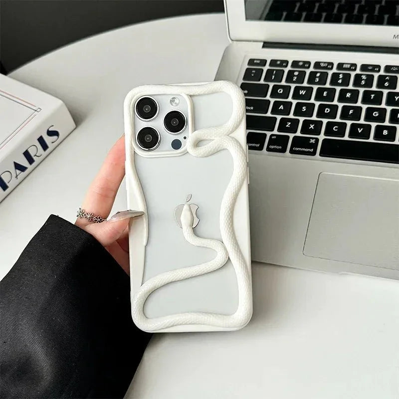 3D Snake Design iPhone Case with Textured Scale Finish & Camera Lens Protection