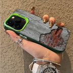 Cracked Cement Wall iPhone Case with Exposed Brick Print and Camera Lens Guard