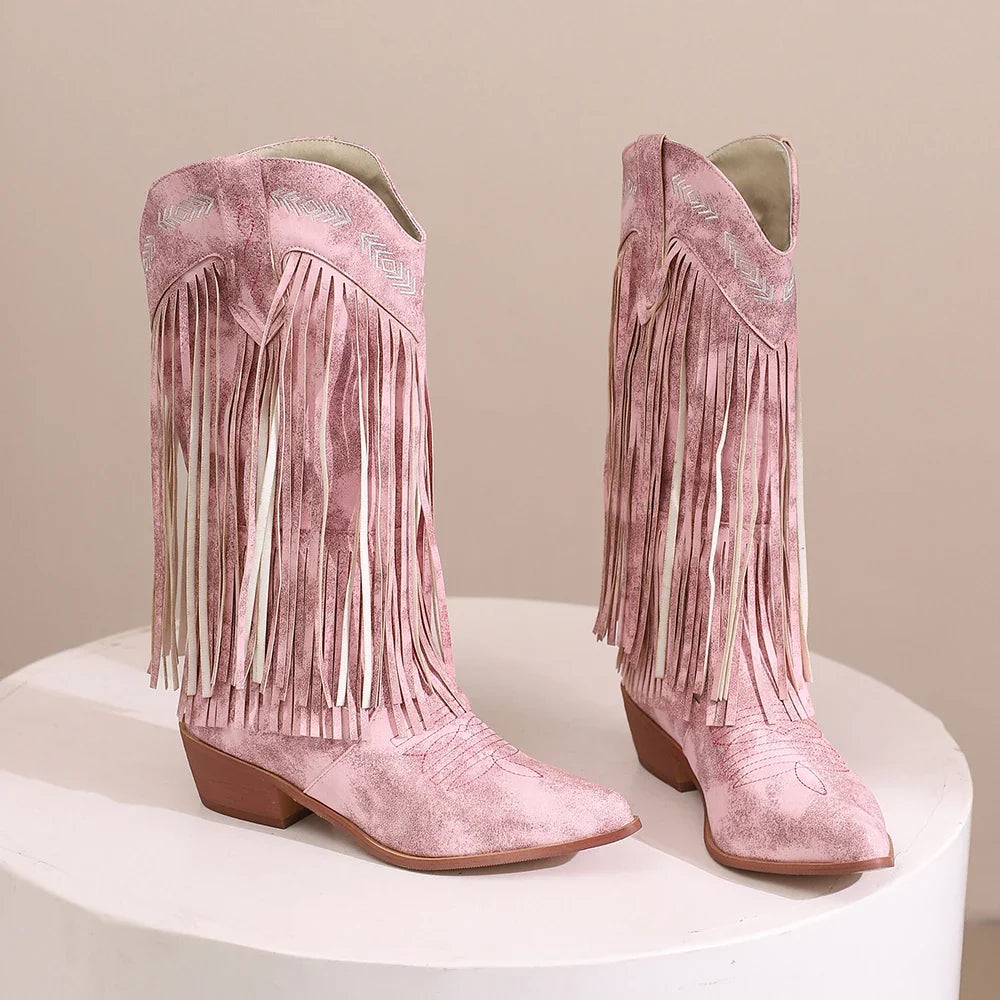 Carris Suede Leather Western Cowgirl Boots