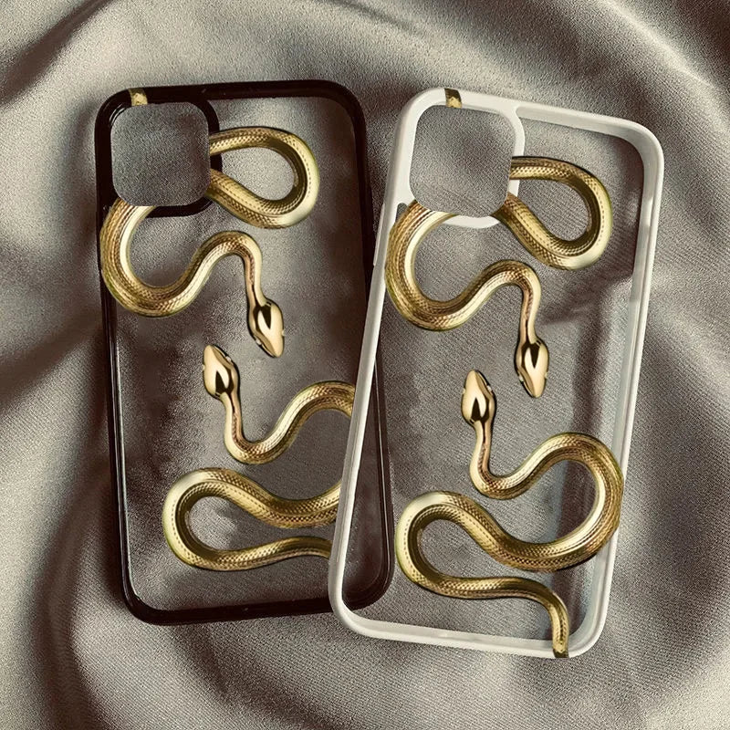 3D Snake iPhone Case with Metallic Scale Design and Camera Protection