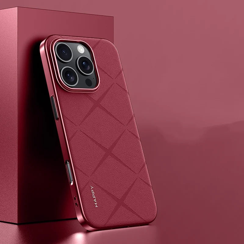 Diamond Pattern Leather Slim iPhone Case