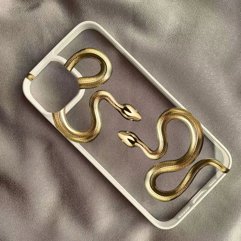 3D Snake iPhone Case with Metallic Scale Design and Camera Protection