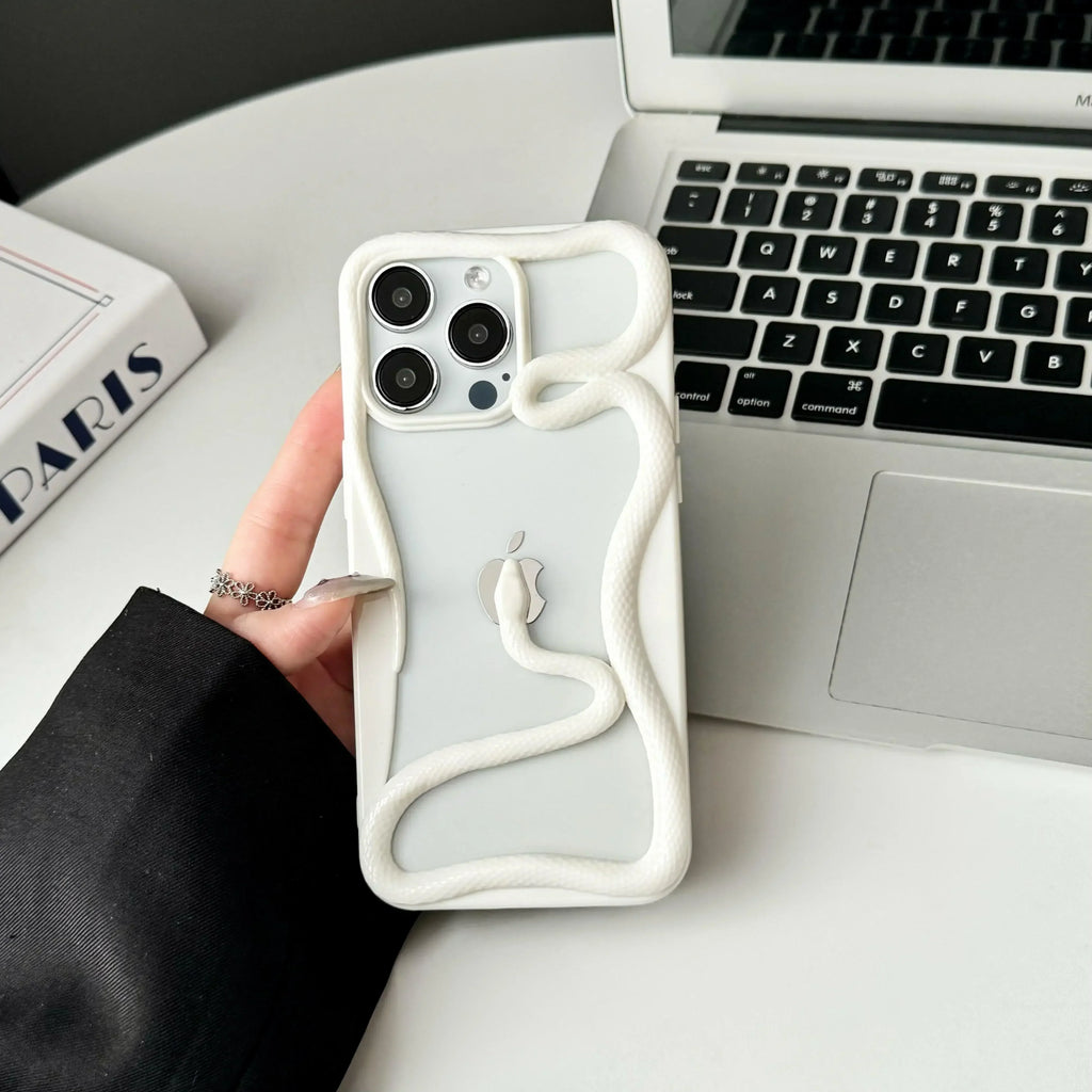 3D Snake Design iPhone Case with Textured Scale Finish & Camera Lens Protection