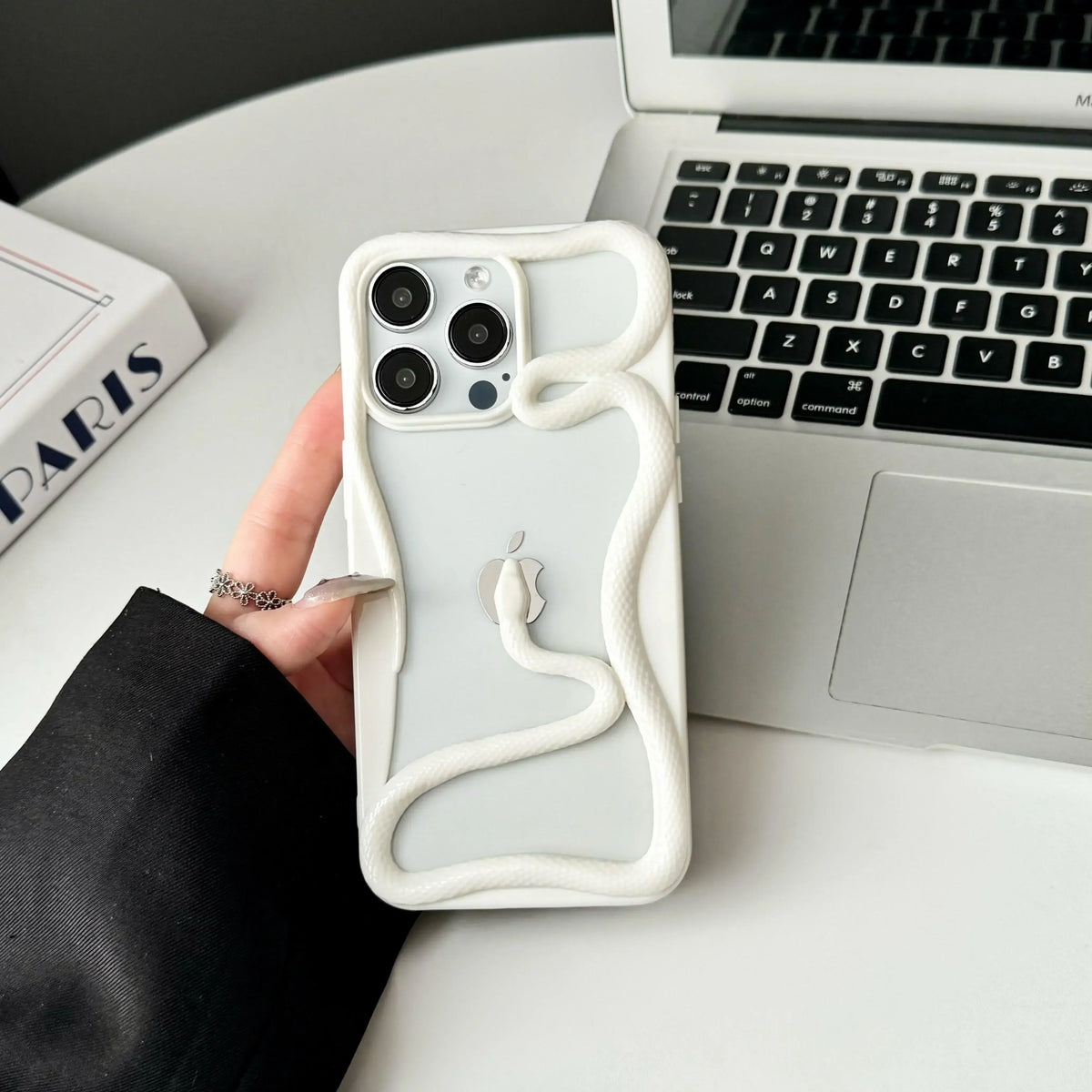 3D Snake Design iPhone Case with Textured Scale Finish & Camera Lens Protection