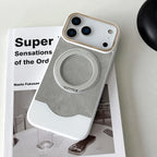 Denim Texture MagSafe iPhone Case with Rotating Ring Stand and Camera Lens Frame