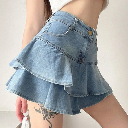 Ripple Denim Skirt
