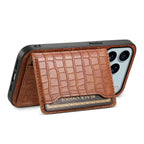 Crocodile Pattern Leather iPhone Case with Card Holder Wallet and Large Camera Cutout