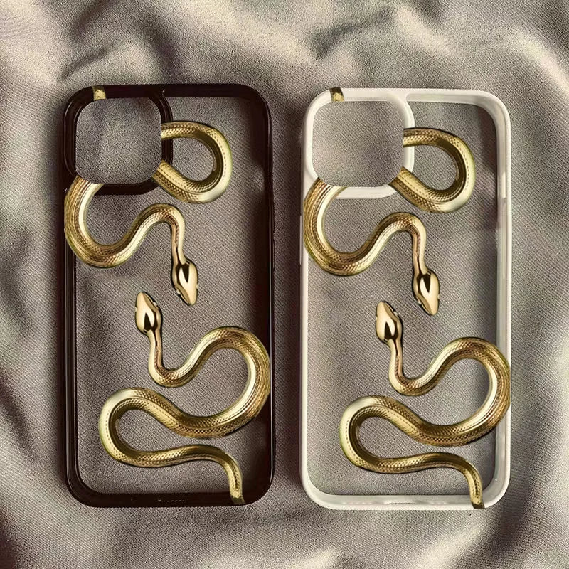 3D Snake iPhone Case with Metallic Scale Design and Camera Protection