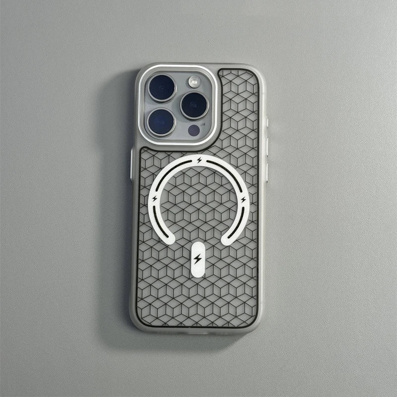 Sporty MagSafe iPhone Case with Honeycomb Cube Texture and Anti Slip Grip