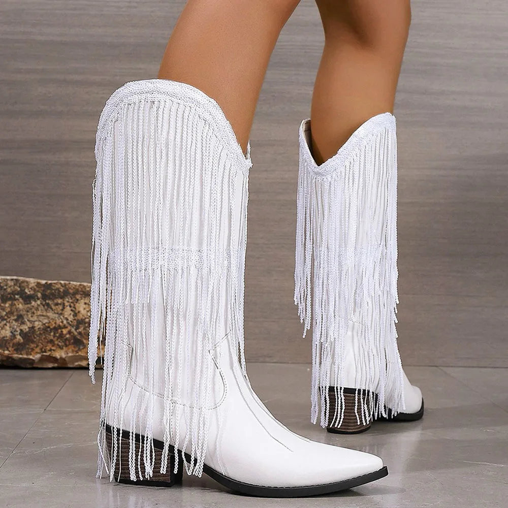 Savanna Fringe Western Cowgirl Boots