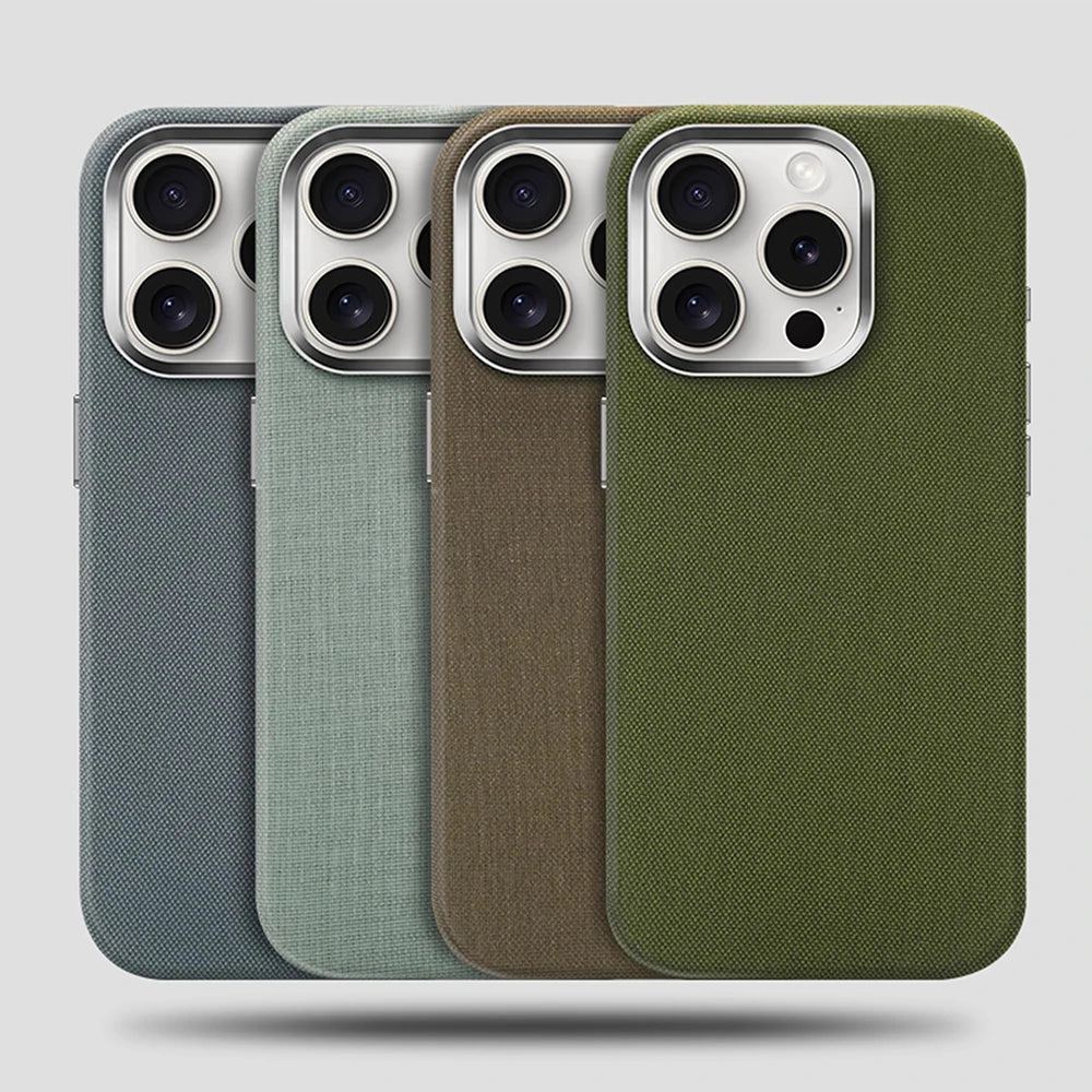 Woven Fabric iPhone Case with Metal Style Camera Frame and Lens Guard