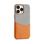 Two Tone Fabric Leather iPhone Case with Back Card Slot and Slim Protective Shell