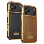 Vintage Leather iPhone Case Gold Edge
