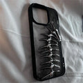 Skeleton Spine iPhone Case 3D Metal Gothic Design Shockproof Clear Protective Back Cover