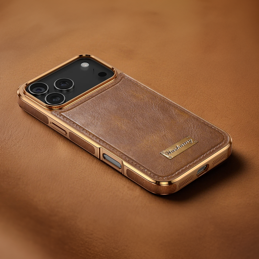 Vintage Leather iPhone Case Gold Edge