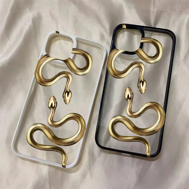 3D Snake iPhone Case with Metallic Scale Design and Camera Protection