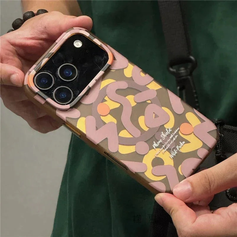 Abstract Pattern MagSafe iPhone Case with Translucent Finish & Camera Lens Protection