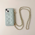 Quilted Crossbody iPhone Case with Card Holder Wallet and Detachable Chain Strap