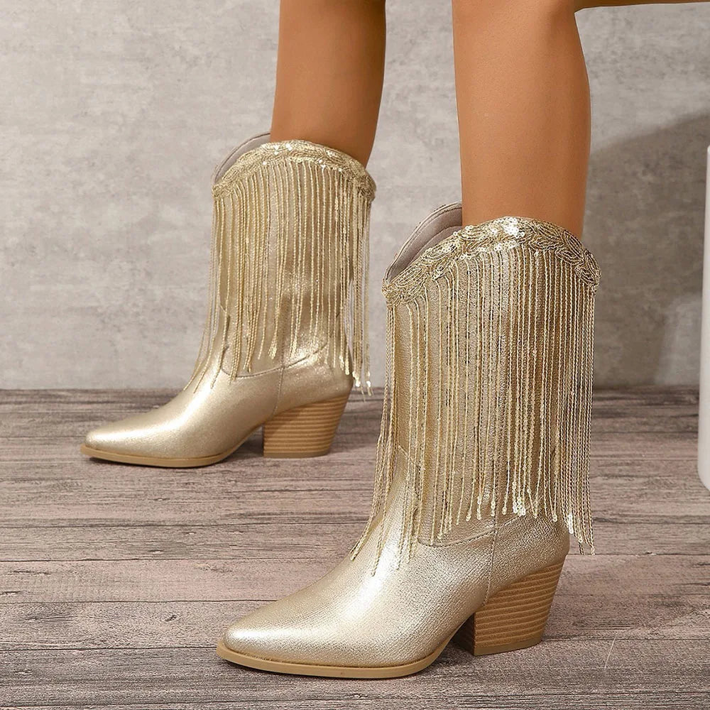 Savanna Fringe Western Cowgirl Boots