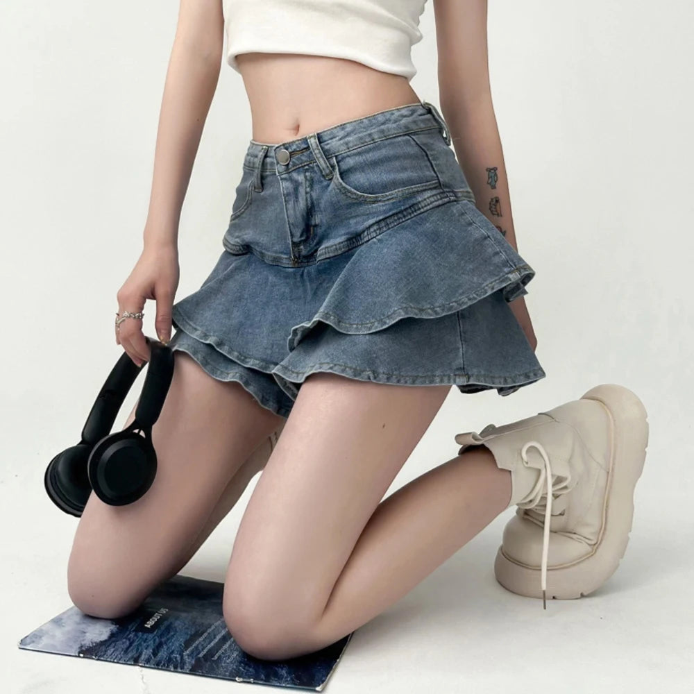 Ripple Denim Skirt