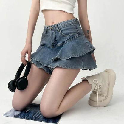 Ripple Denim Skirt
