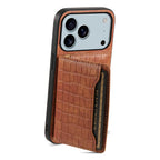 Crocodile Pattern Leather iPhone Case with Card Holder Wallet and Large Camera Cutout