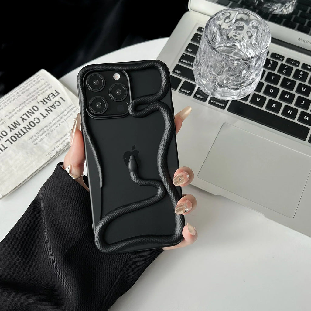 3D Snake Design iPhone Case with Textured Scale Finish & Camera Lens Protection