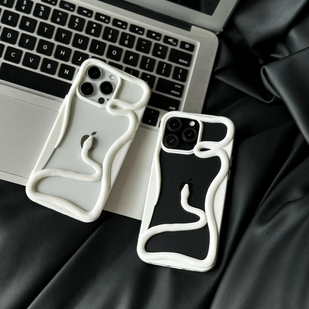 3D Snake Design iPhone Case with Textured Scale Finish & Camera Lens Protection