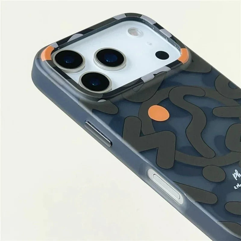 Abstract Pattern MagSafe iPhone Case with Translucent Finish & Camera Lens Protection